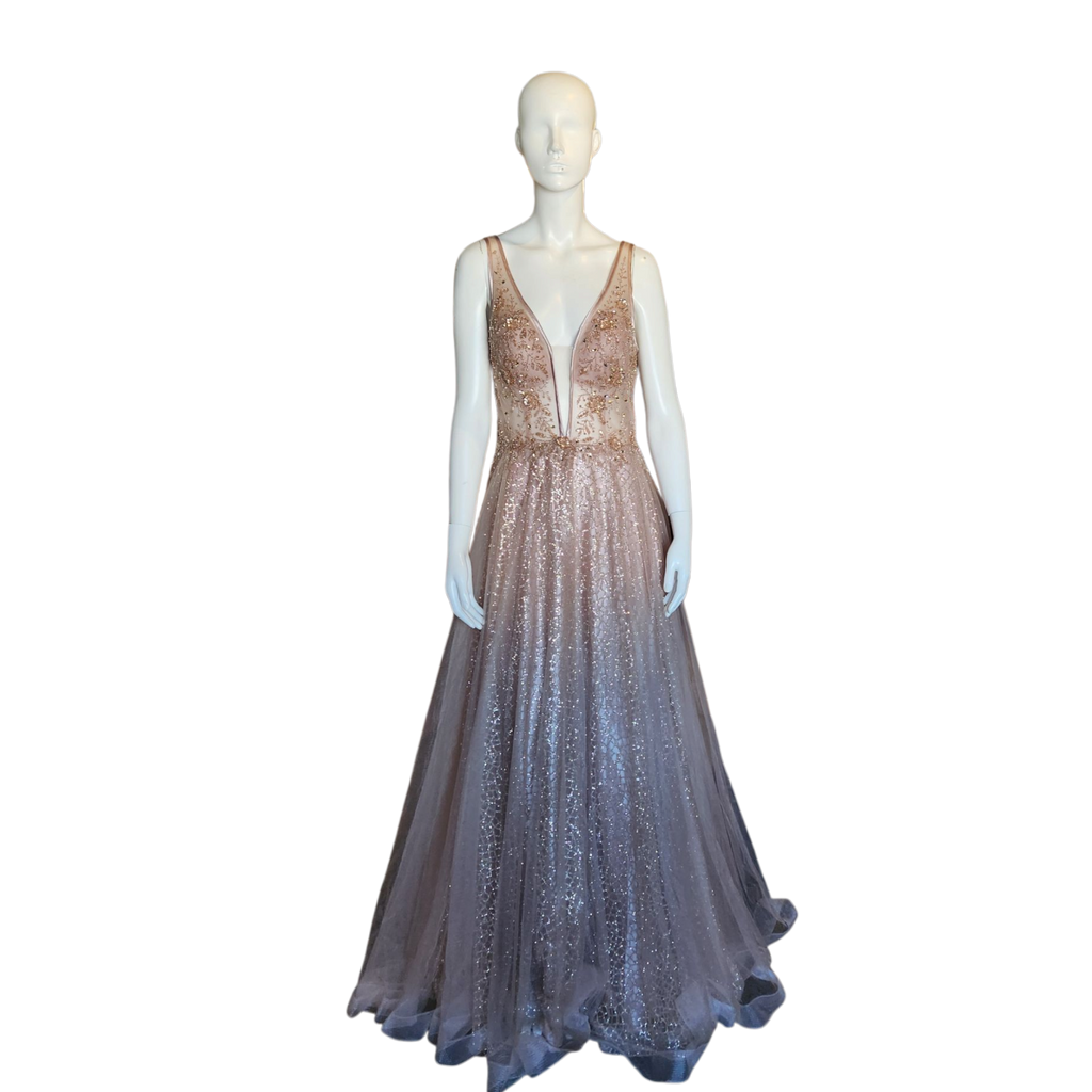 Sparkly Beaded Backless Formal Dress (M)