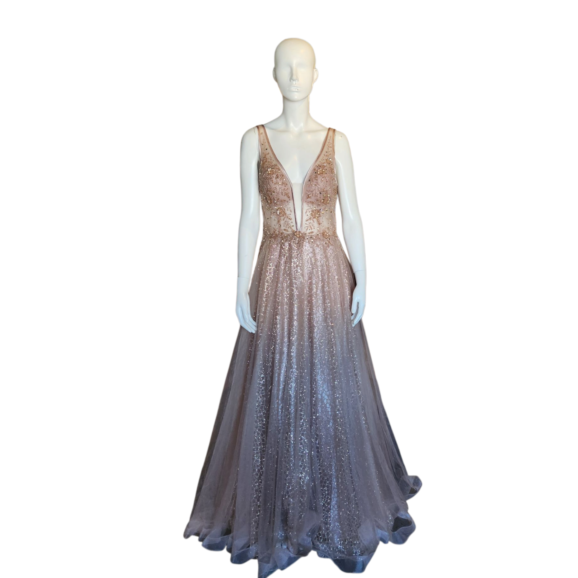 Sparkly Beaded Backless Formal Dress (M)