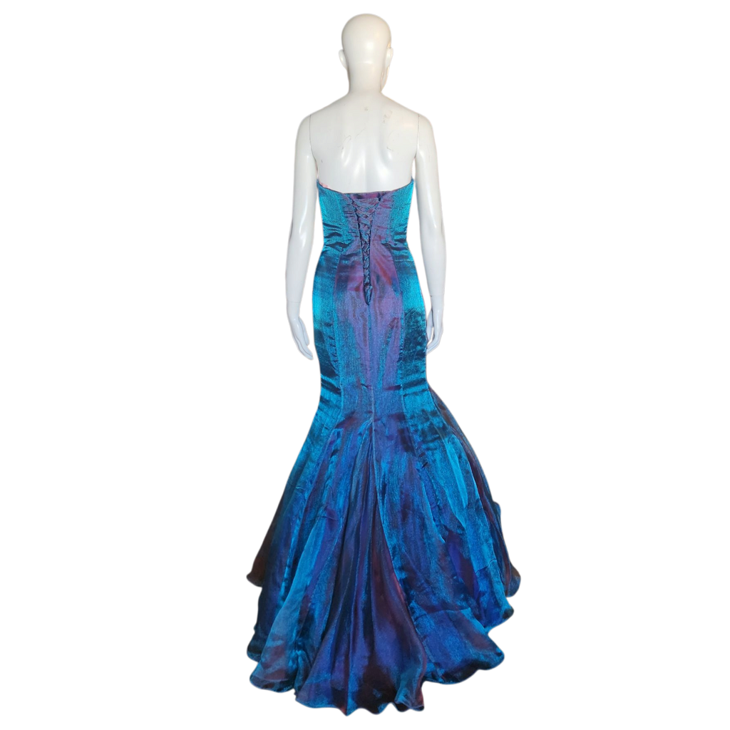 Peacock Strapless Flutter Formal Dress (S)