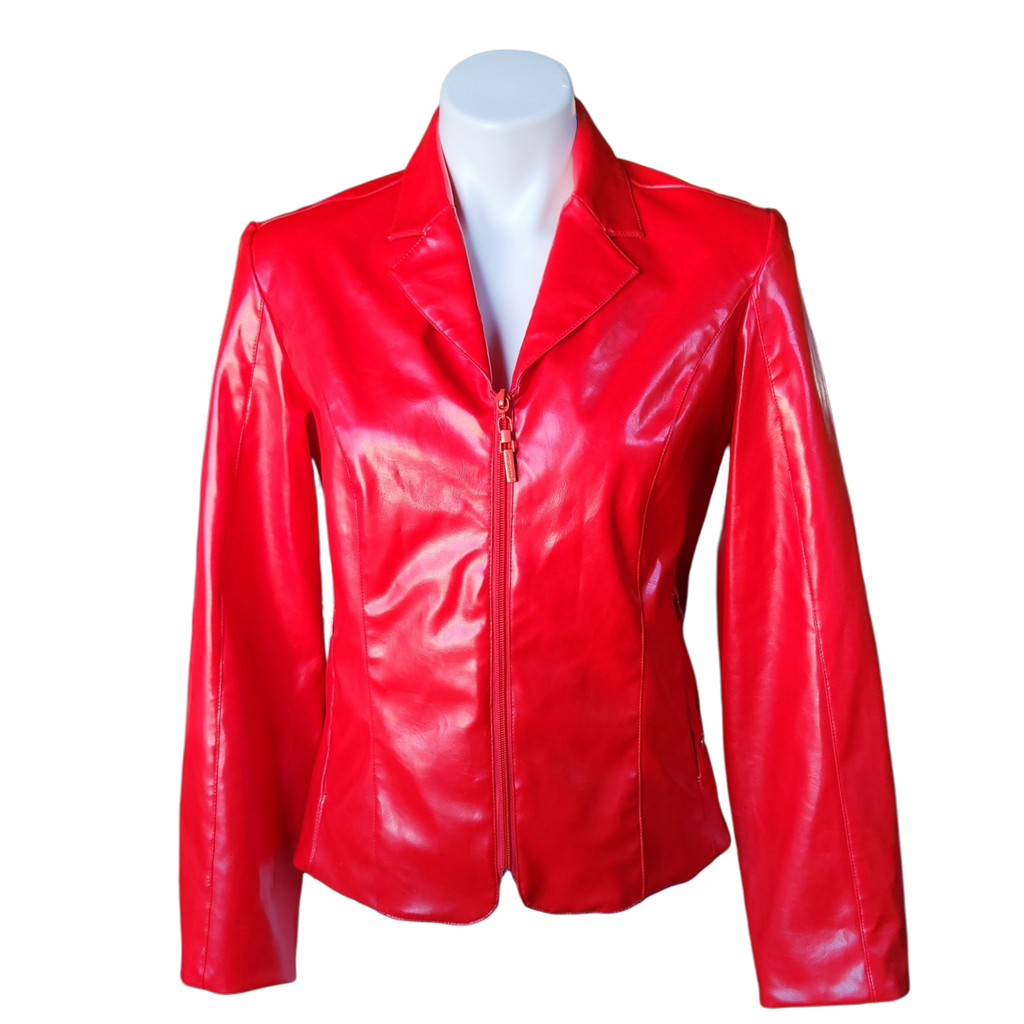 Glossy Red Zip-up Blazer (S)