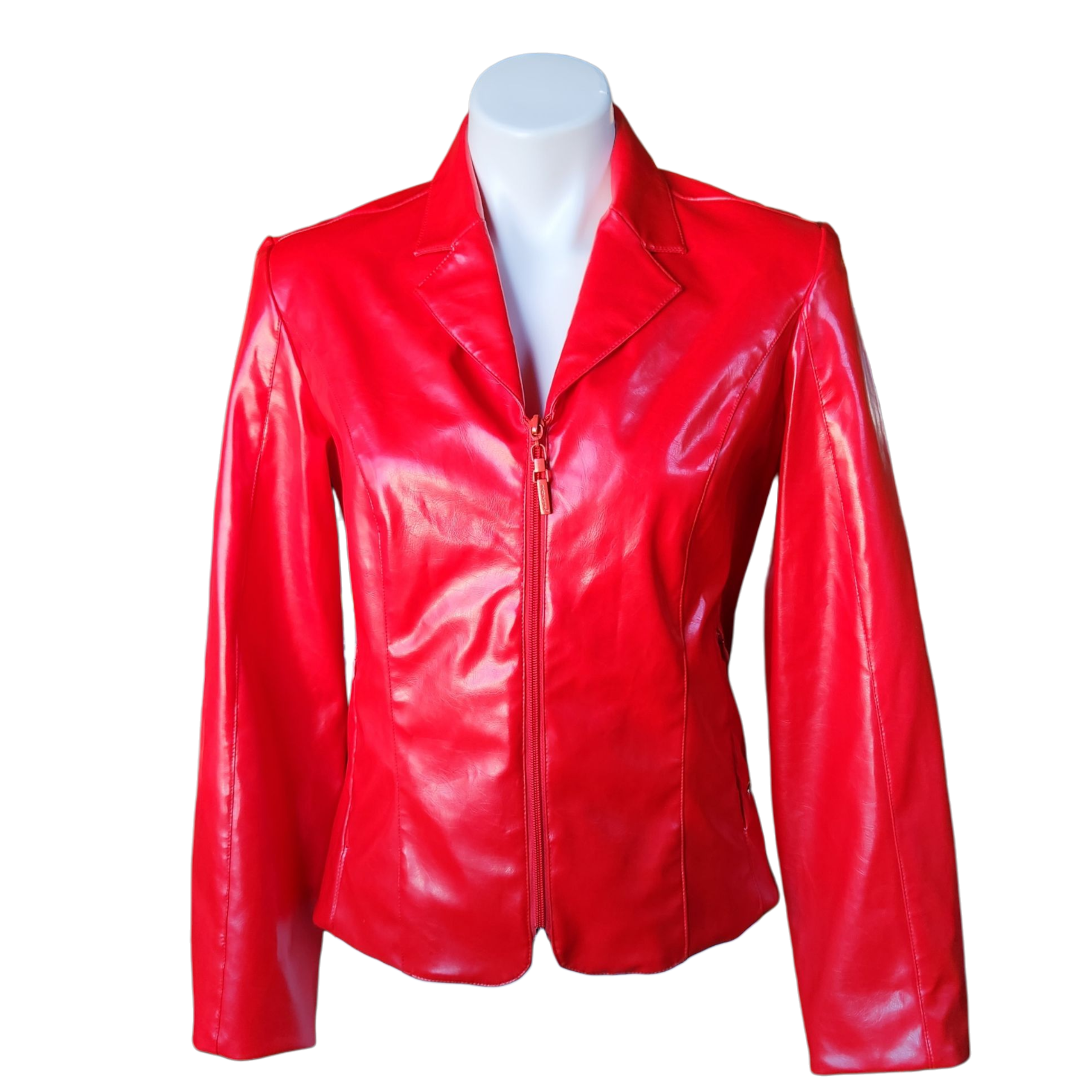 Glossy Red Zip-up Blazer (S)