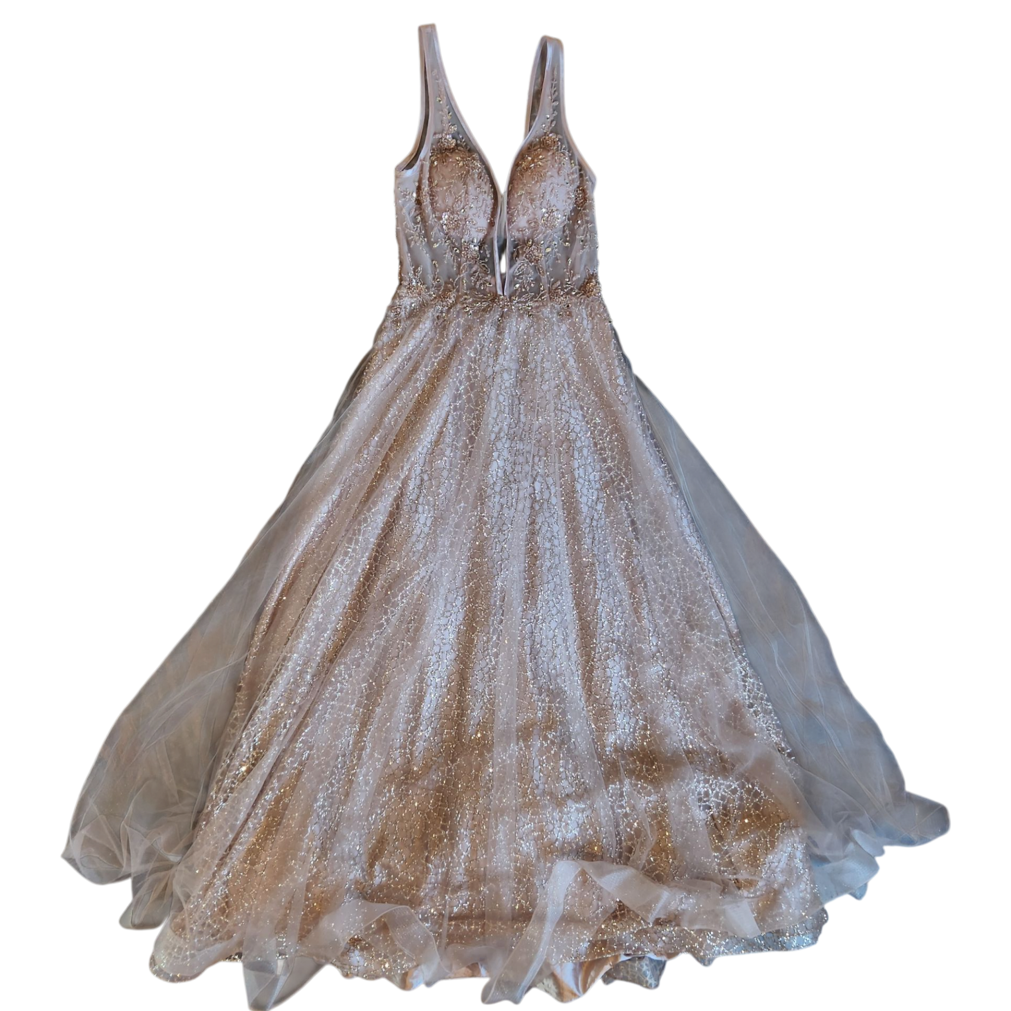 Sparkly Beaded Backless Formal Dress (M)