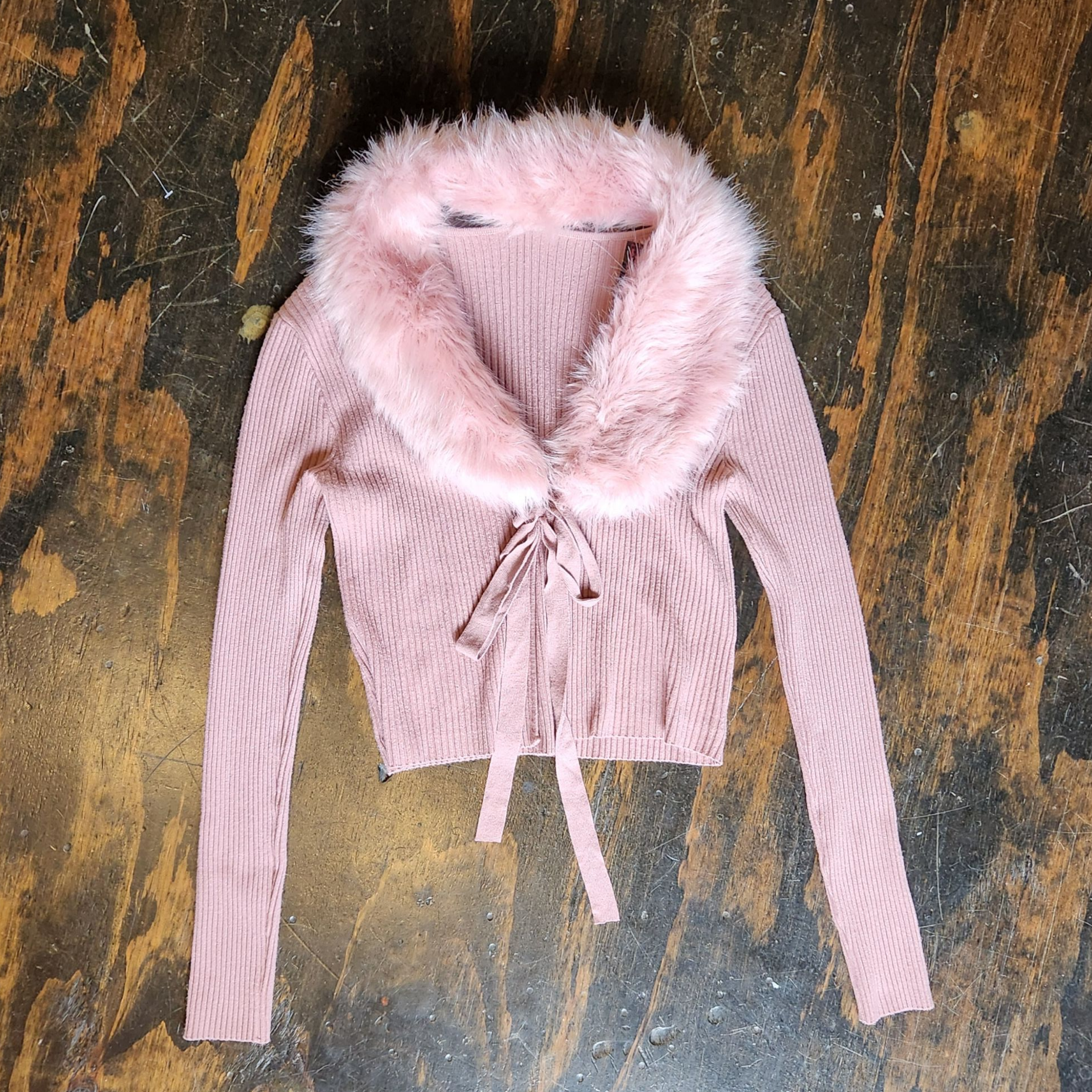 Pink Knit Cropped Sweater