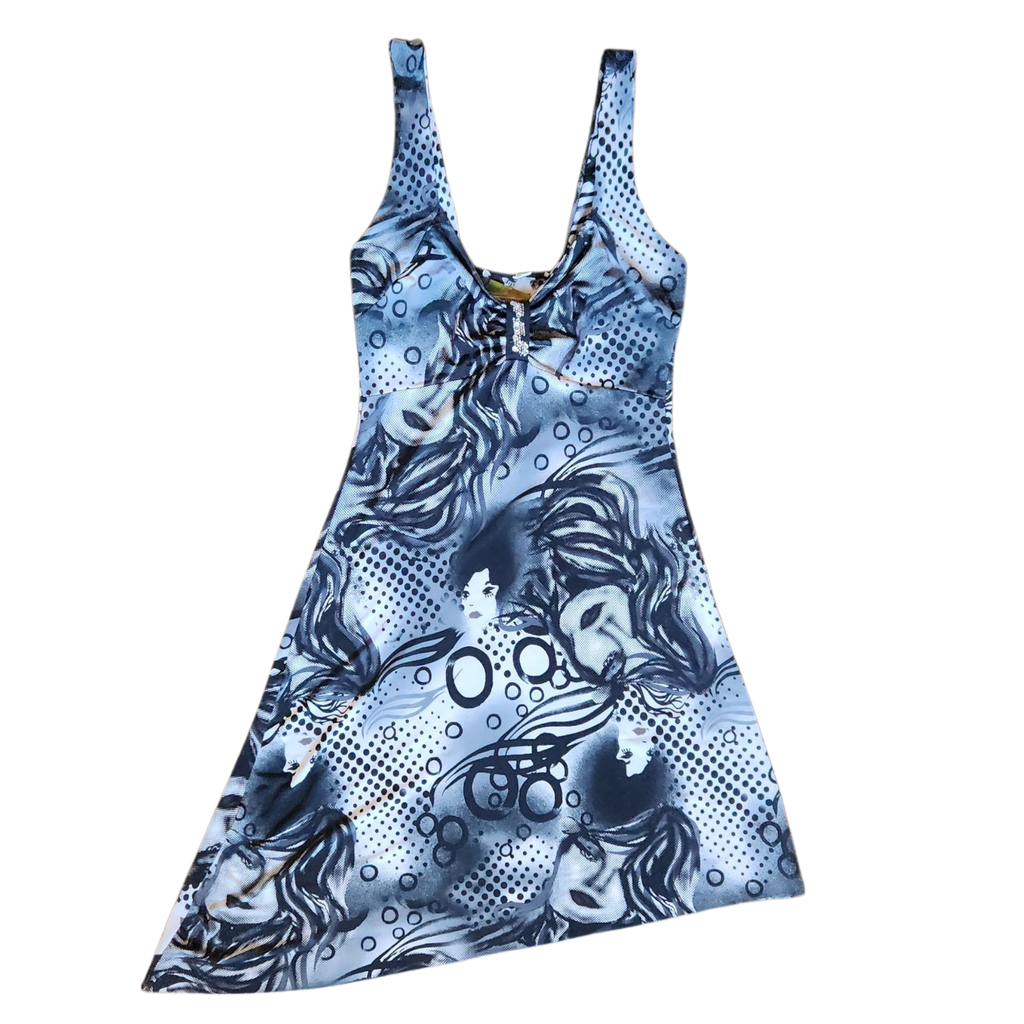 Y2K Cyber Airbrush Graphic Dress (S)