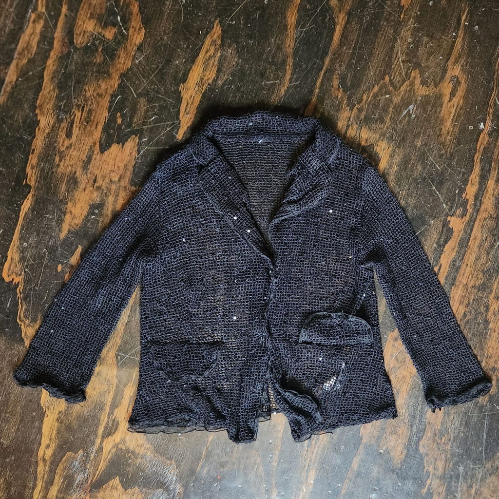 Black Fishnet Sequin Top(M)