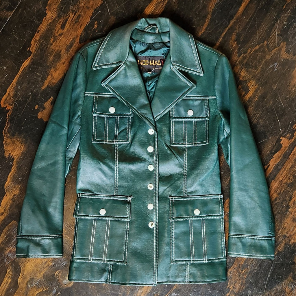 Forest Green Pleather Trench (M)