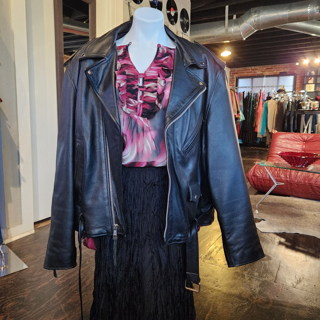 Asymmetrical Zip Leather Jacket (M-L)