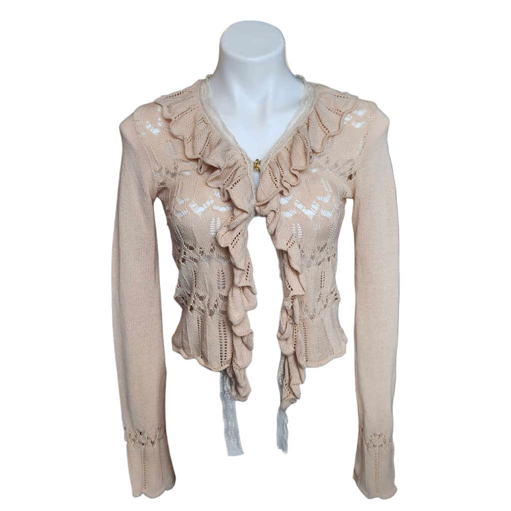 Cream Knit Ruffle Sweater (XS)