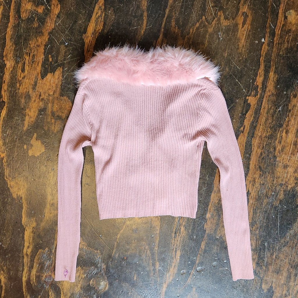 Pink Knit Cropped Sweater