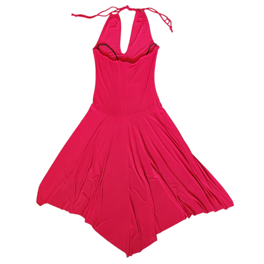 Y2K Ruby Red Halter Dress (M)