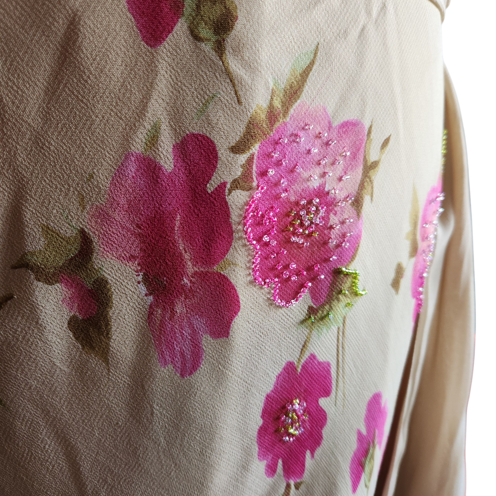 Y2K Sage Beaded Midi Dress(S)