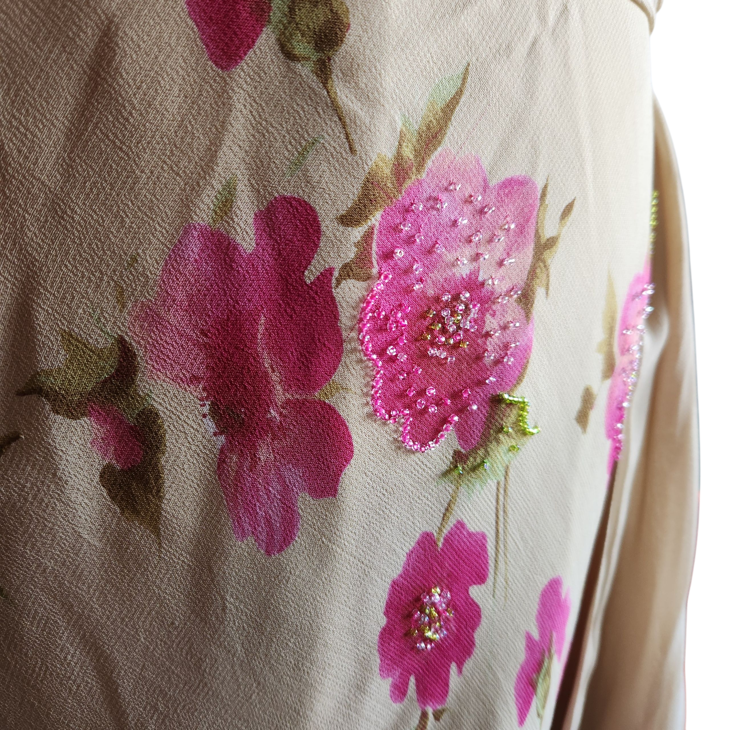 Y2K Sage Beaded Midi Dress(S)