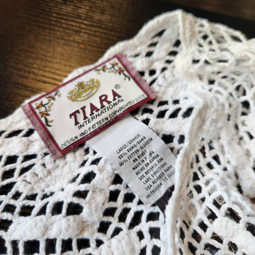 Vintage Embroidery White Cardigan (L)