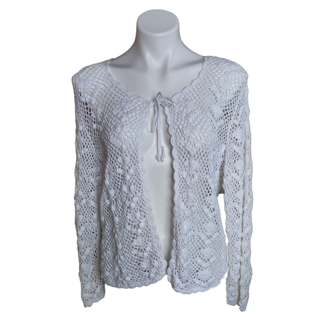Vintage Embroidery White Cardigan (L)