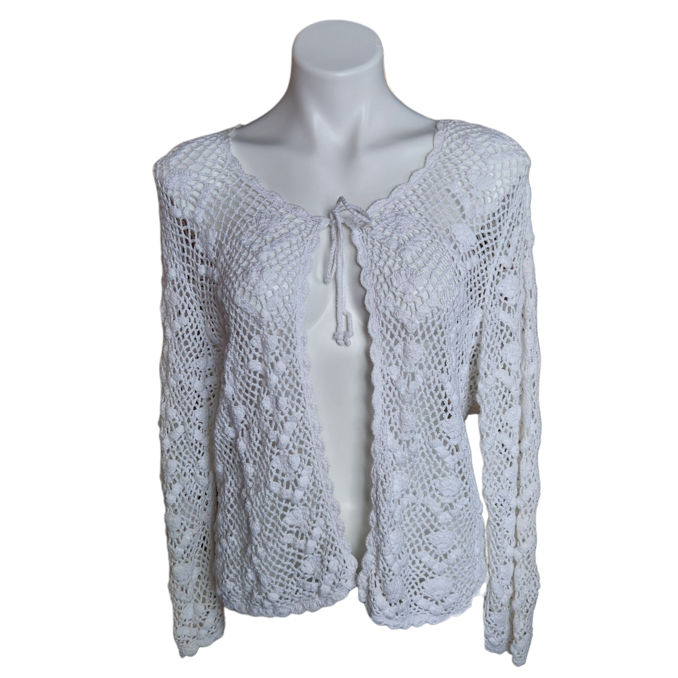 Vintage Embroidery White Cardigan (L)