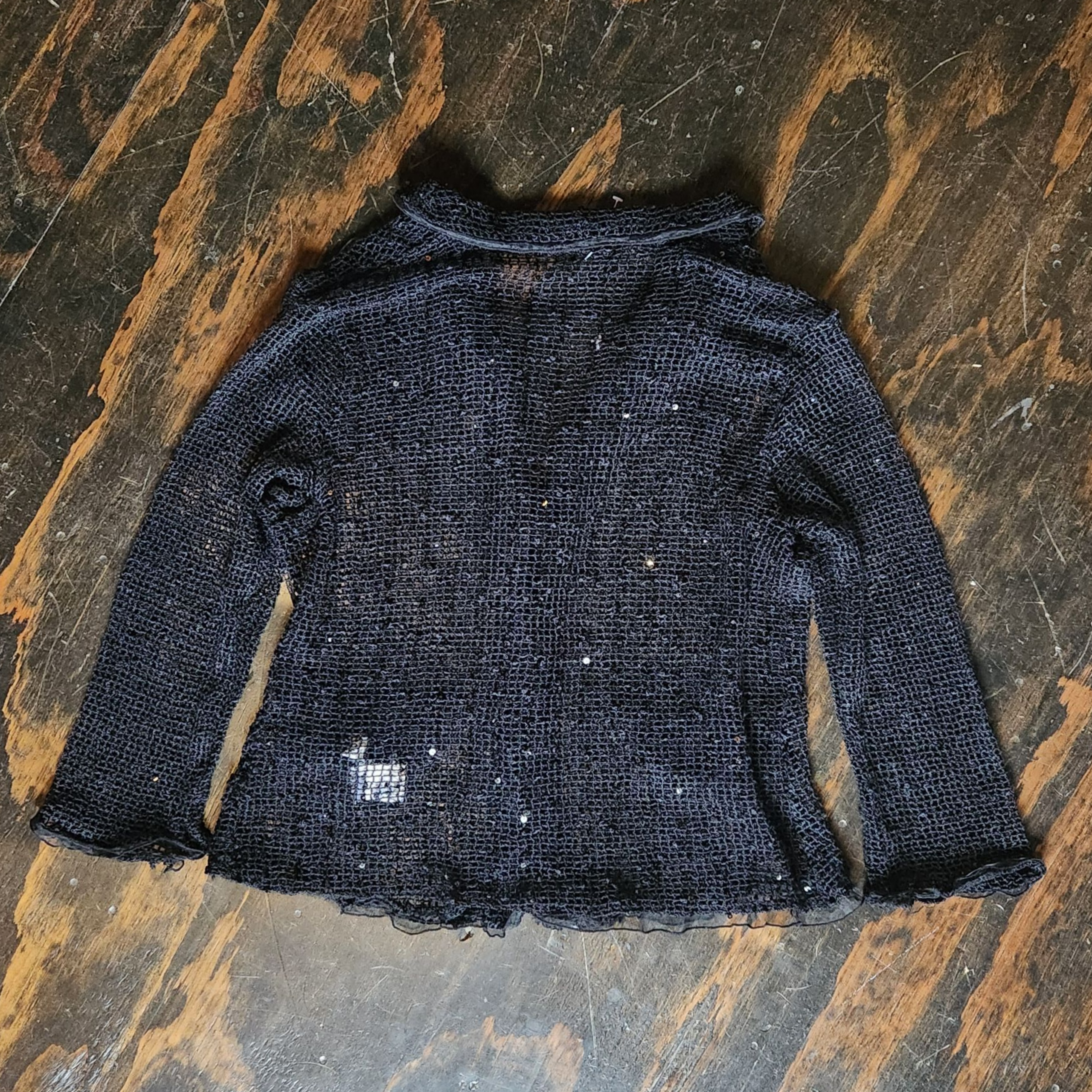 Black Fishnet Sequin Top(M)