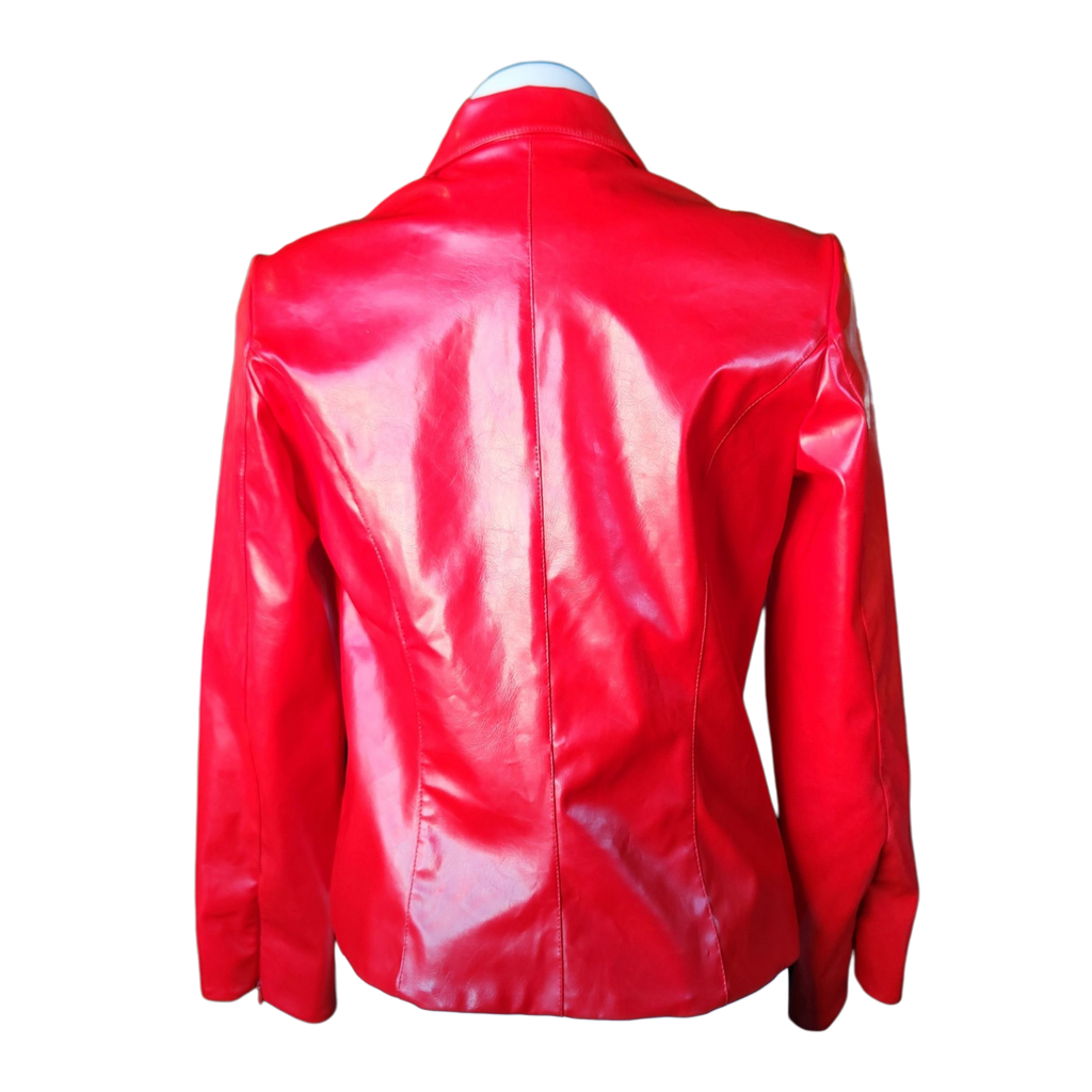 Glossy Red Zip-up Blazer (S)