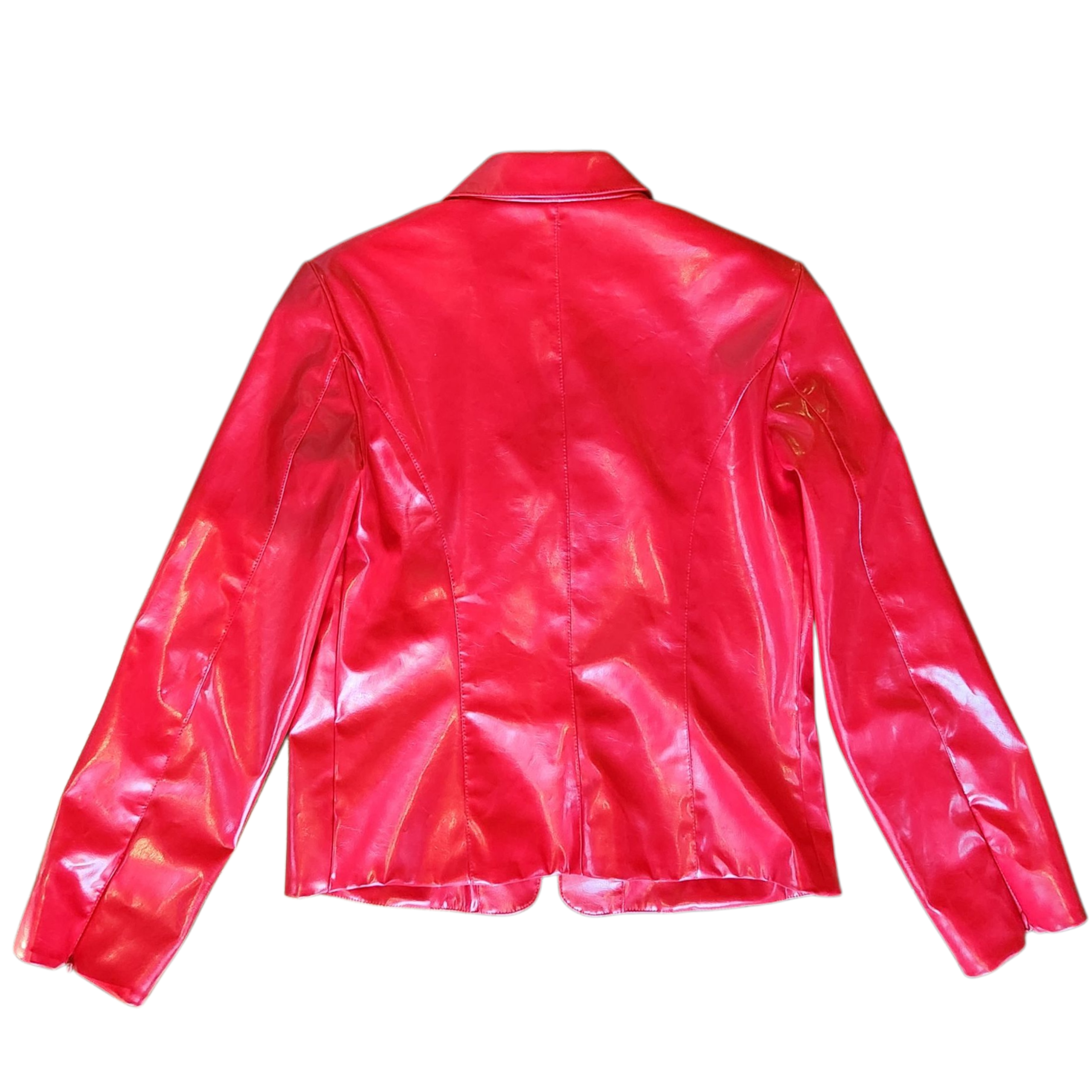 Glossy Red Zip-up Blazer (S)