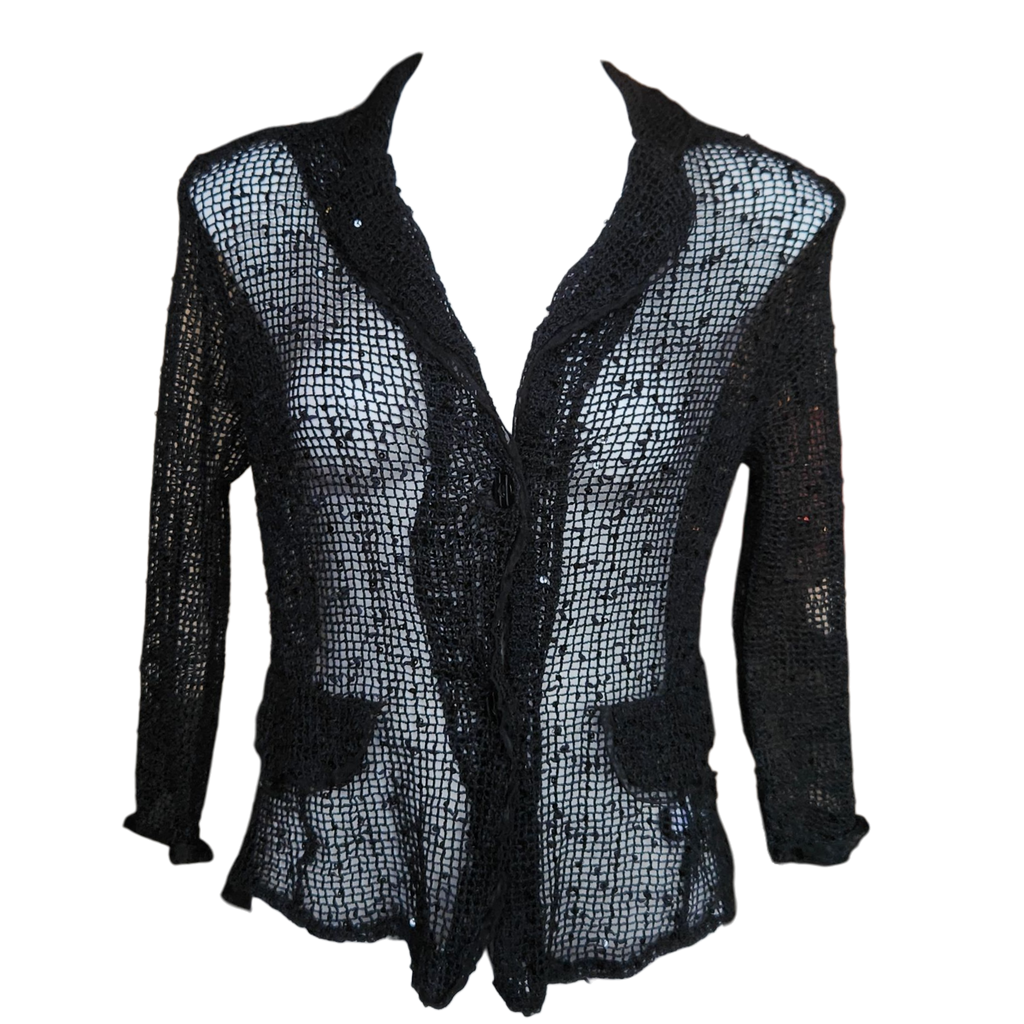 Black Fishnet Sequin Top(M)