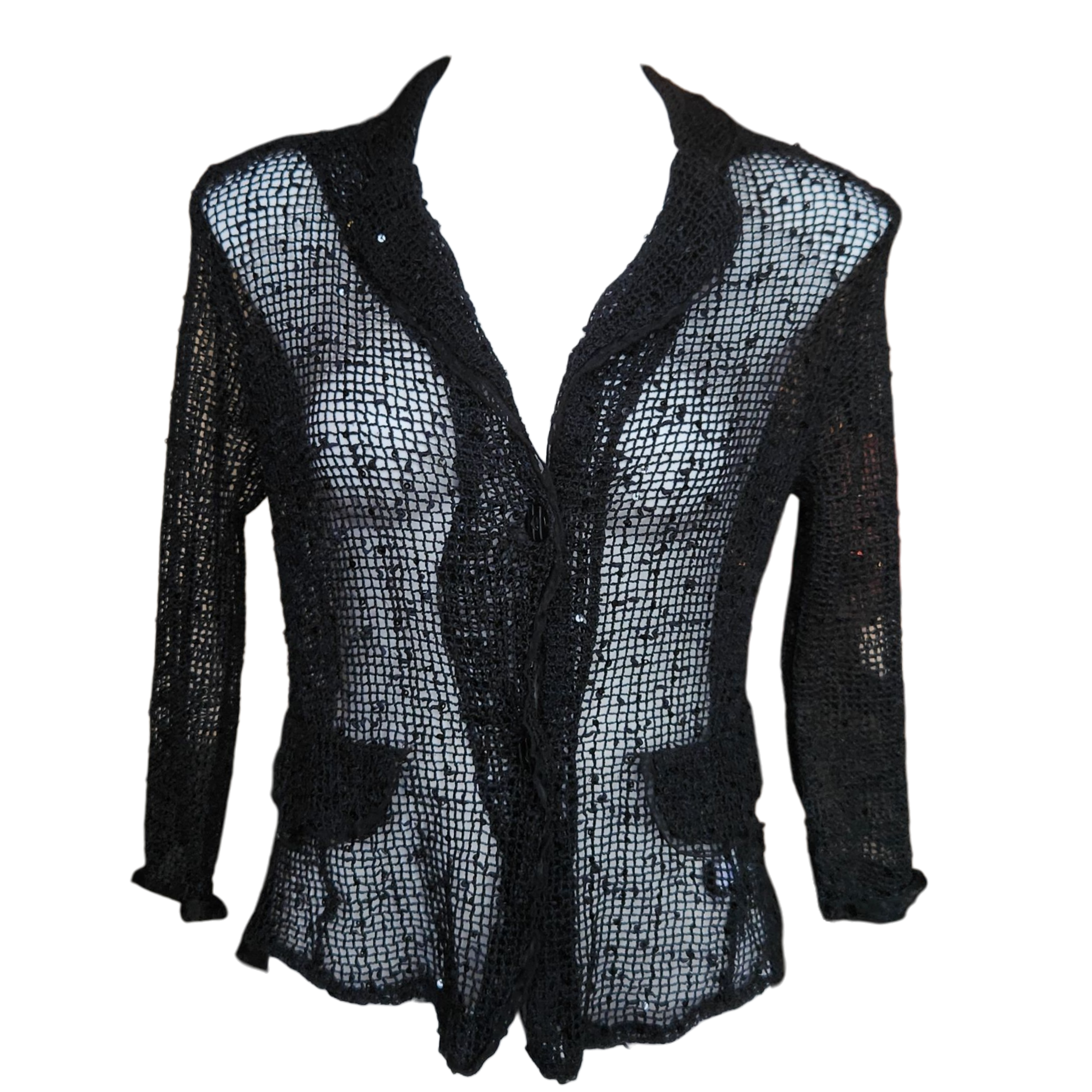 Black Fishnet Sequin Top(M)