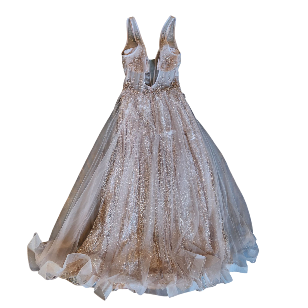 Sparkly Beaded Backless Formal Dress (M)