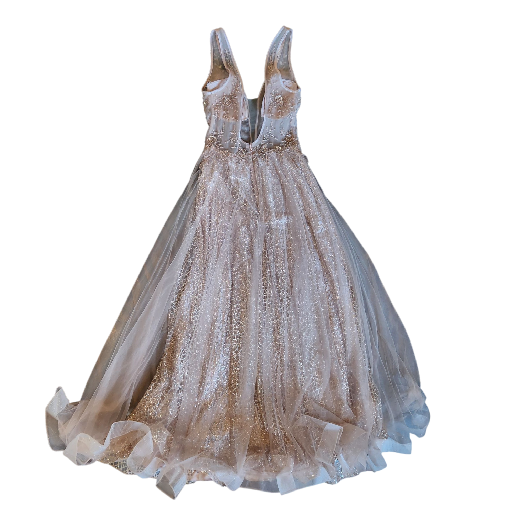 Sparkly Beaded Backless Formal Dress (M)