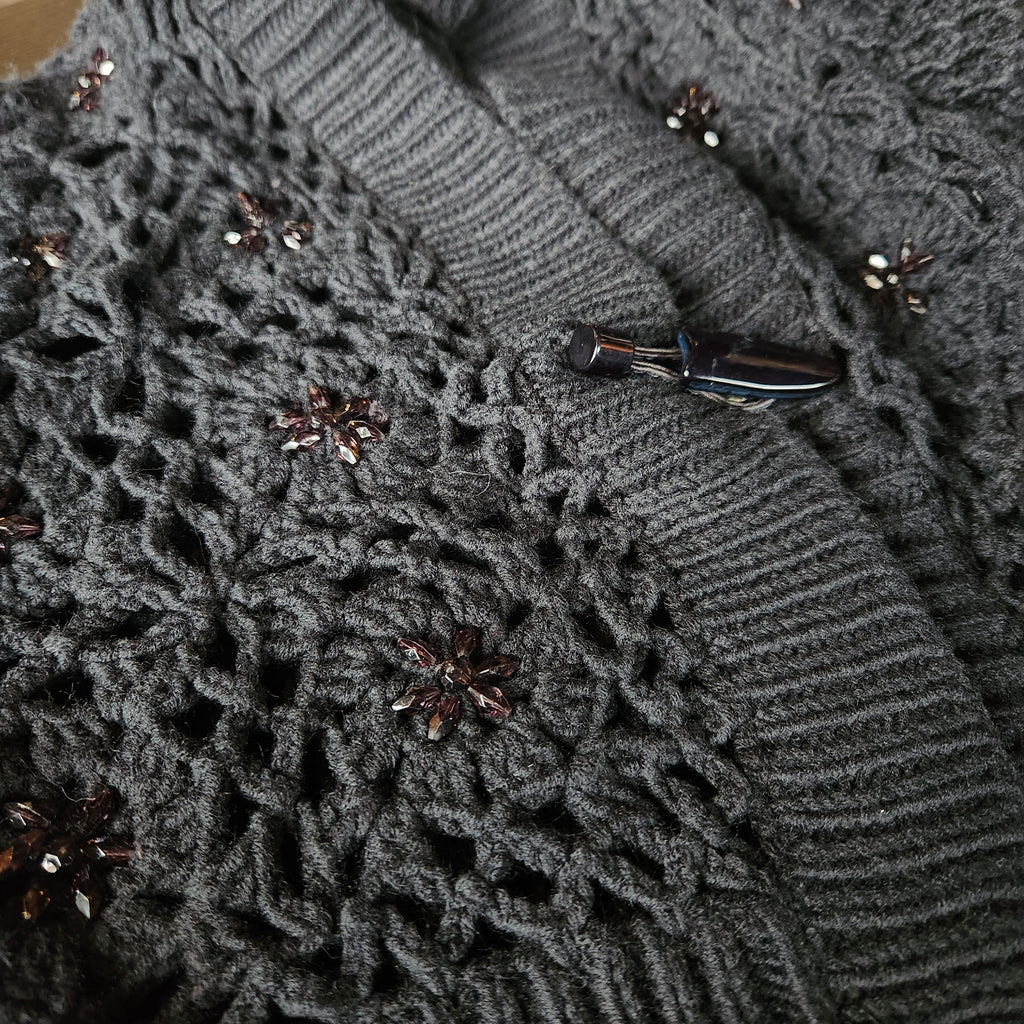 Black Bedazzled Cropped Sweater (M)