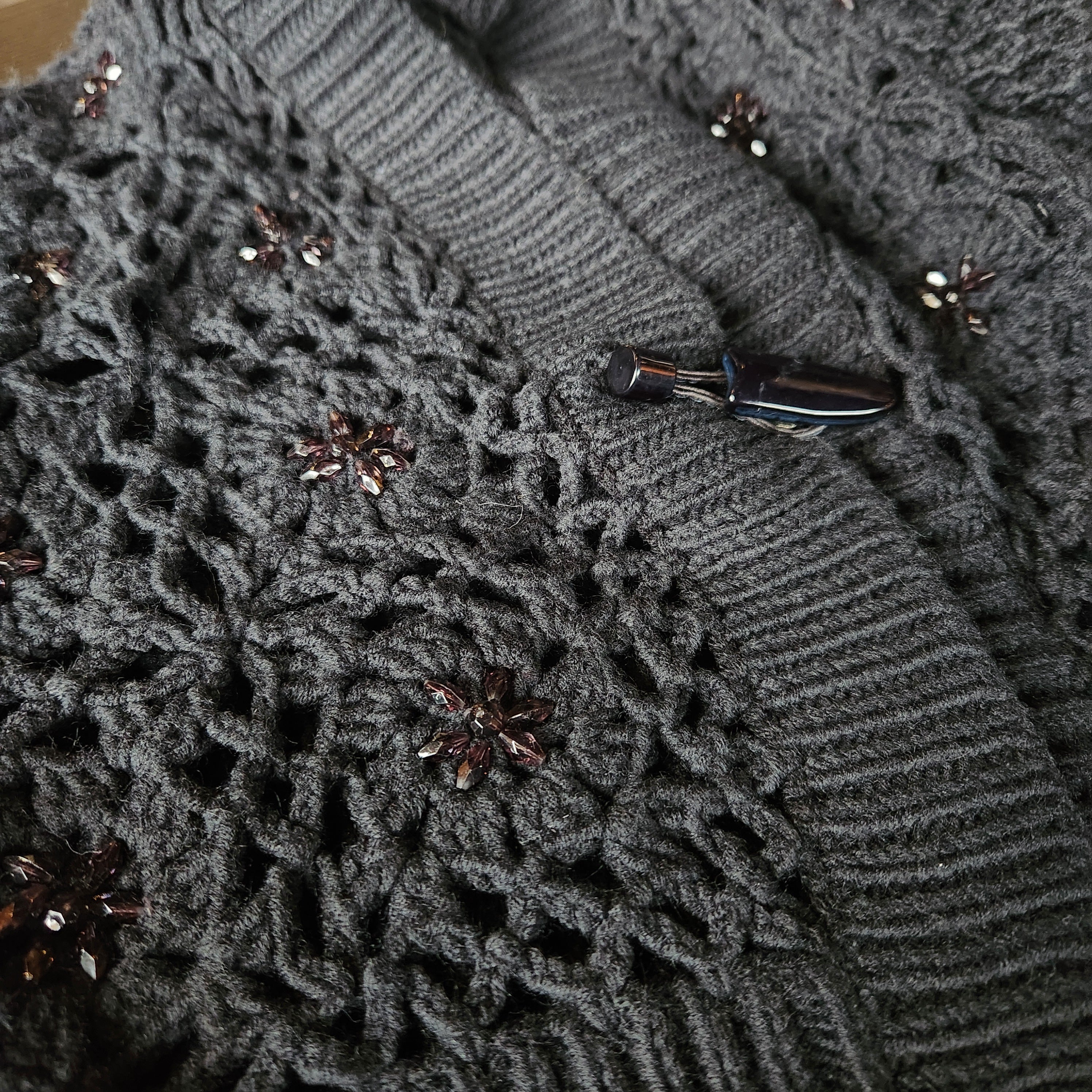 Black Bedazzled Cropped Sweater (M)