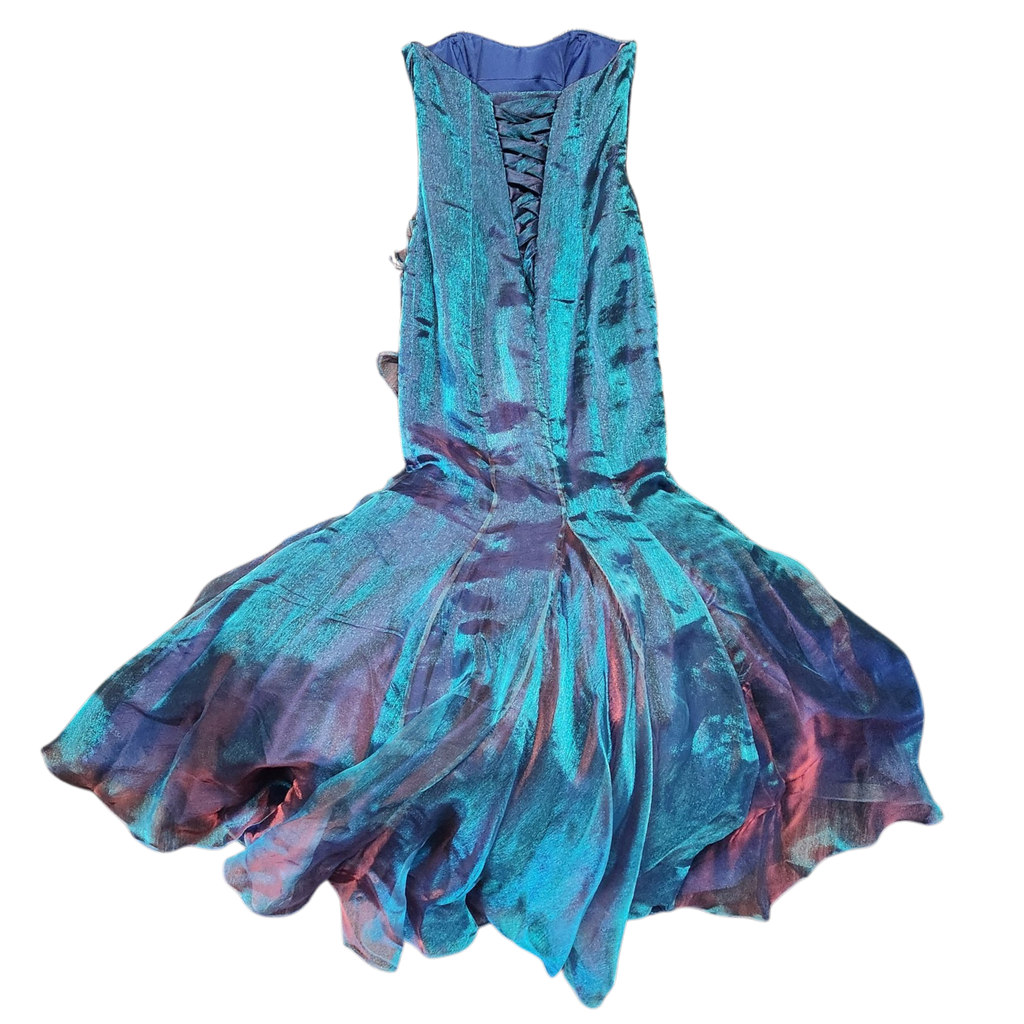 Peacock Strapless Flutter Formal Dress (S)