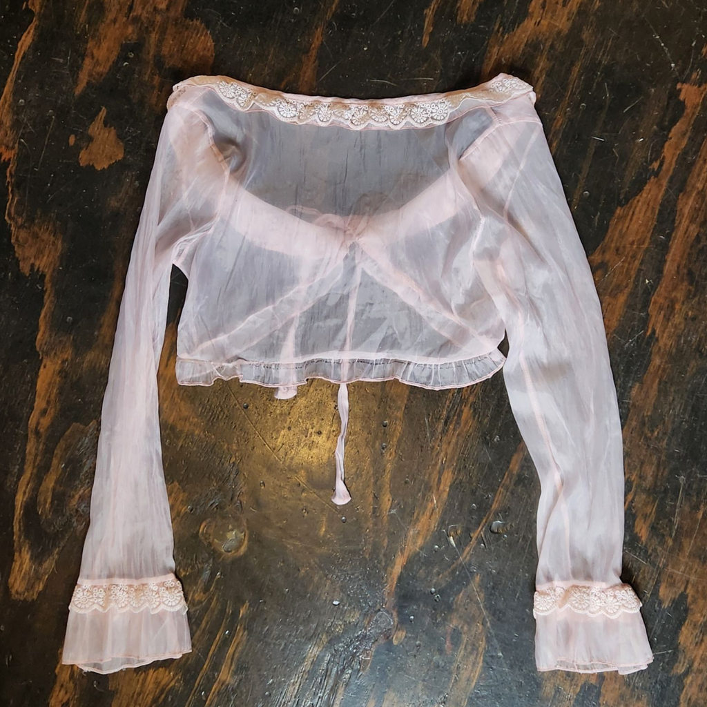 Dreamy Pink Cropped Cardigan (M)