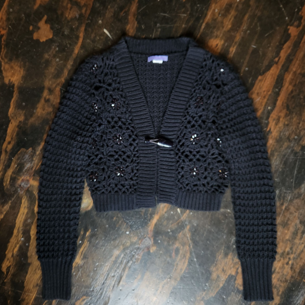 Black Bedazzled Cropped Sweater (M)
