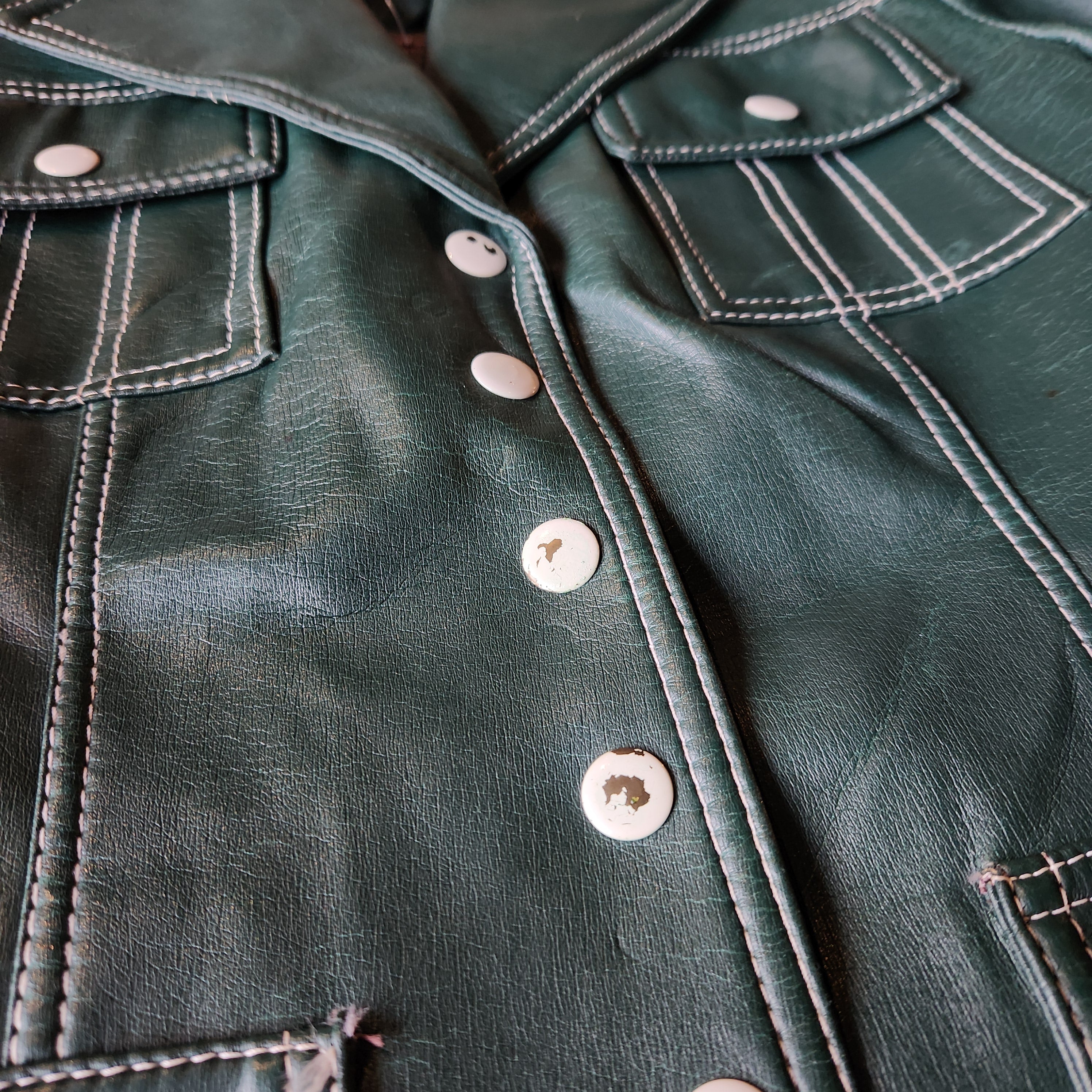 Forest Green Pleather Trench (M)