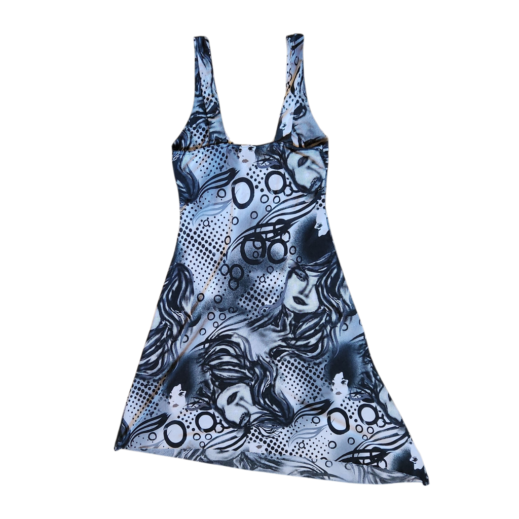 Y2K Cyber Airbrush Graphic Dress (S)