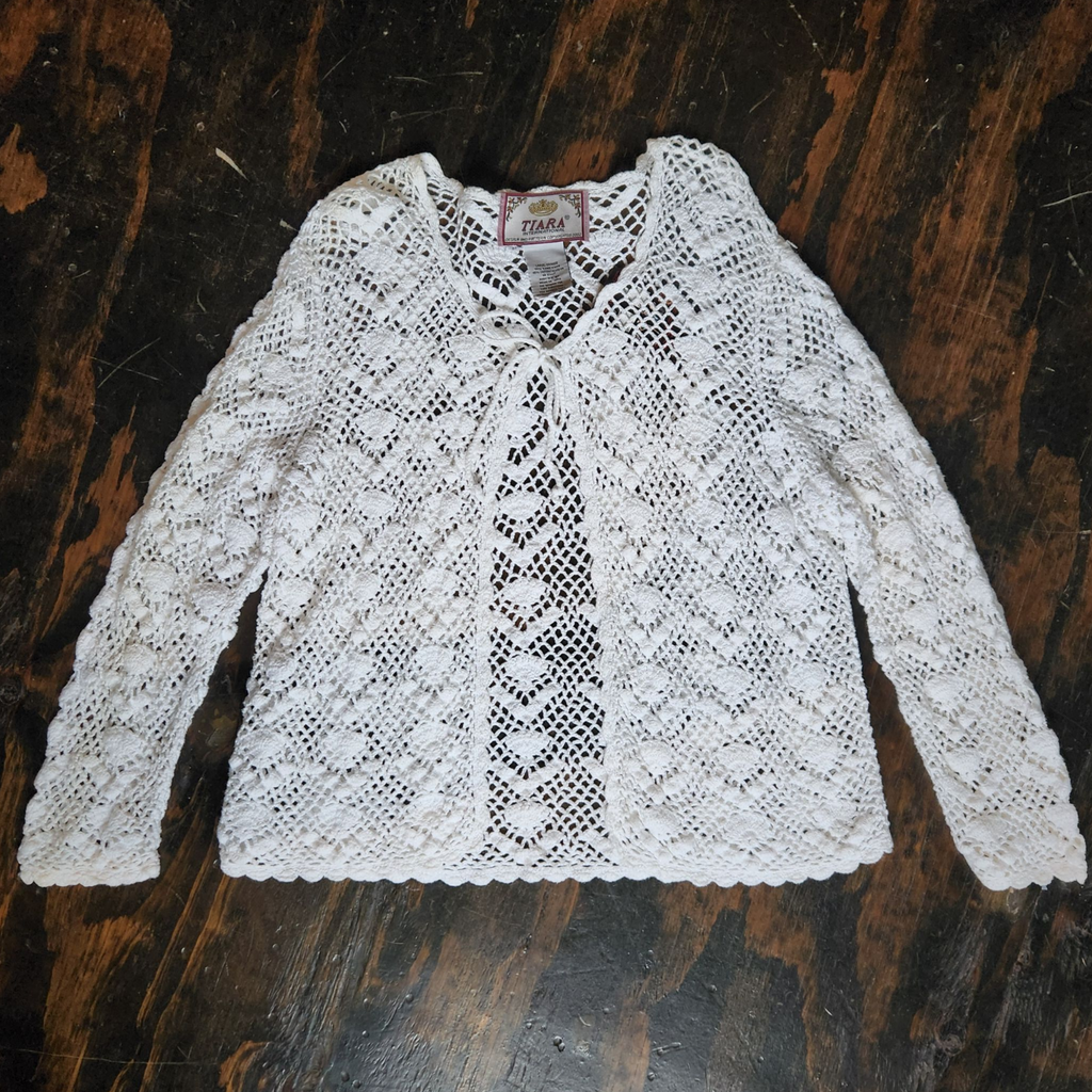 Vintage Embroidery White Cardigan (L)