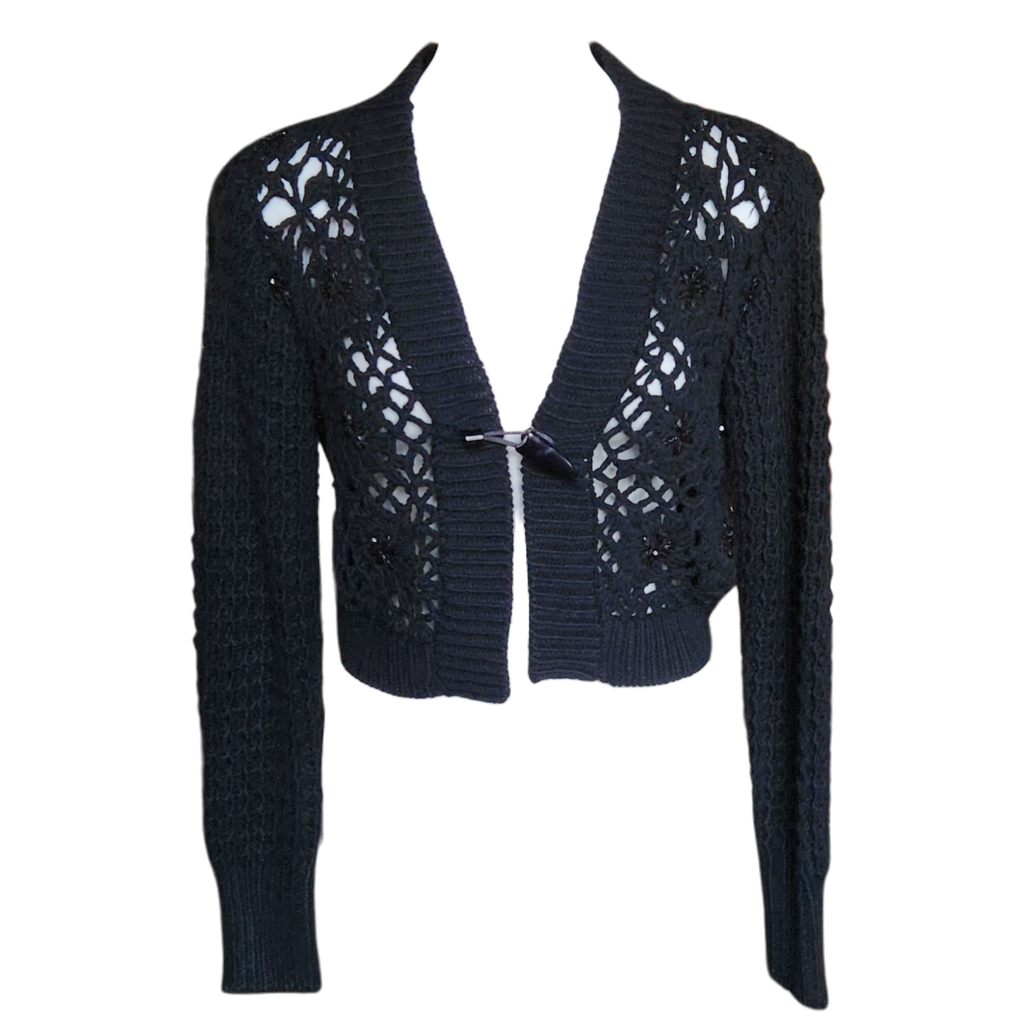 Black Bedazzled Cropped Sweater (M)