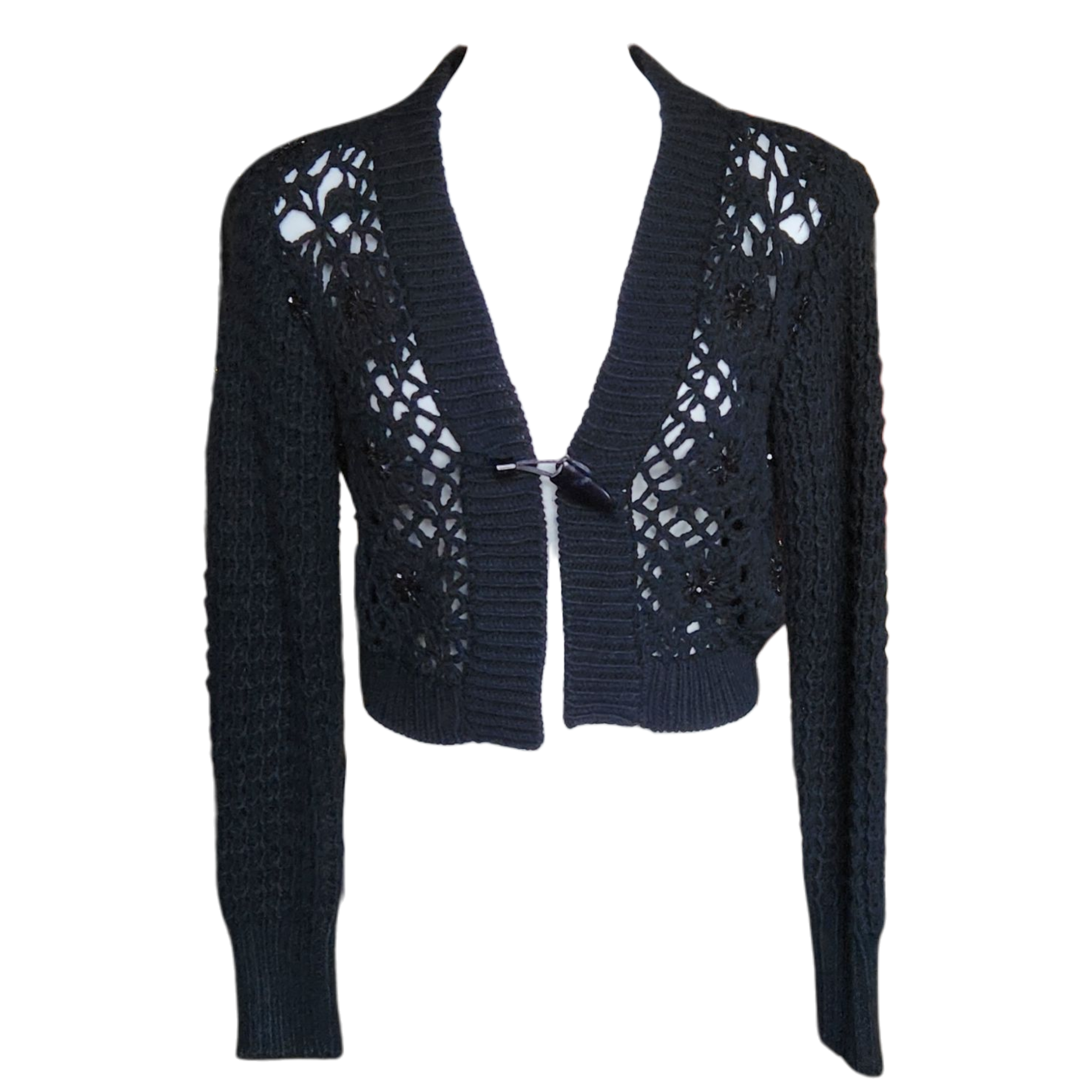 Black Bedazzled Cropped Sweater (M)